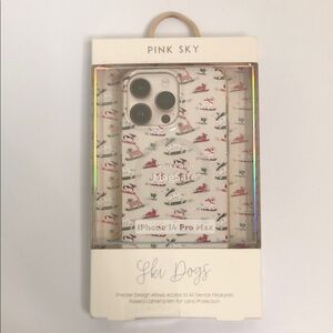Pink sky nwt Ski Dogs iPhone 14 Pro Max Case with MagSafe winter Christmas